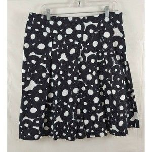 Sandro Sportswear Skirt Sz 12 Black White A Line Pleated Cotton Knee Length